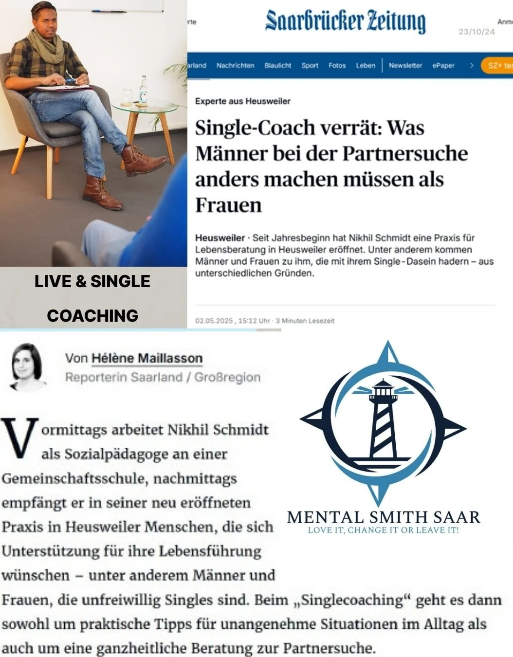 Bericht der Saarbrücker Zeitung über das Singlecoaching von Nikhil Schmidt